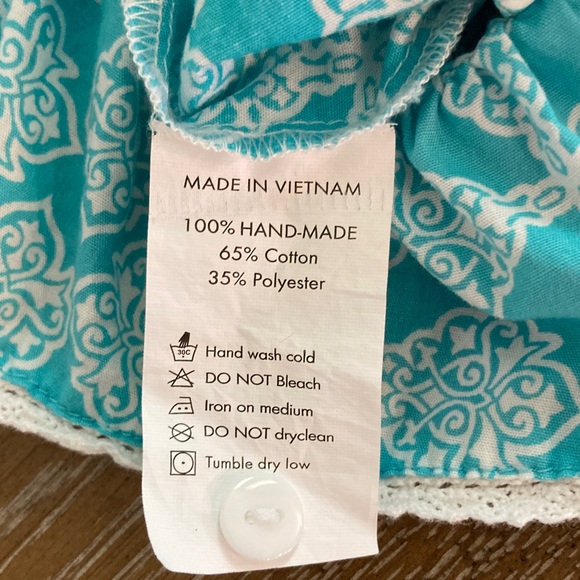 Smocked Sweets 2T Bubble Romper Turquoise Blue White Embroidered Cross - Picture 11 of 11